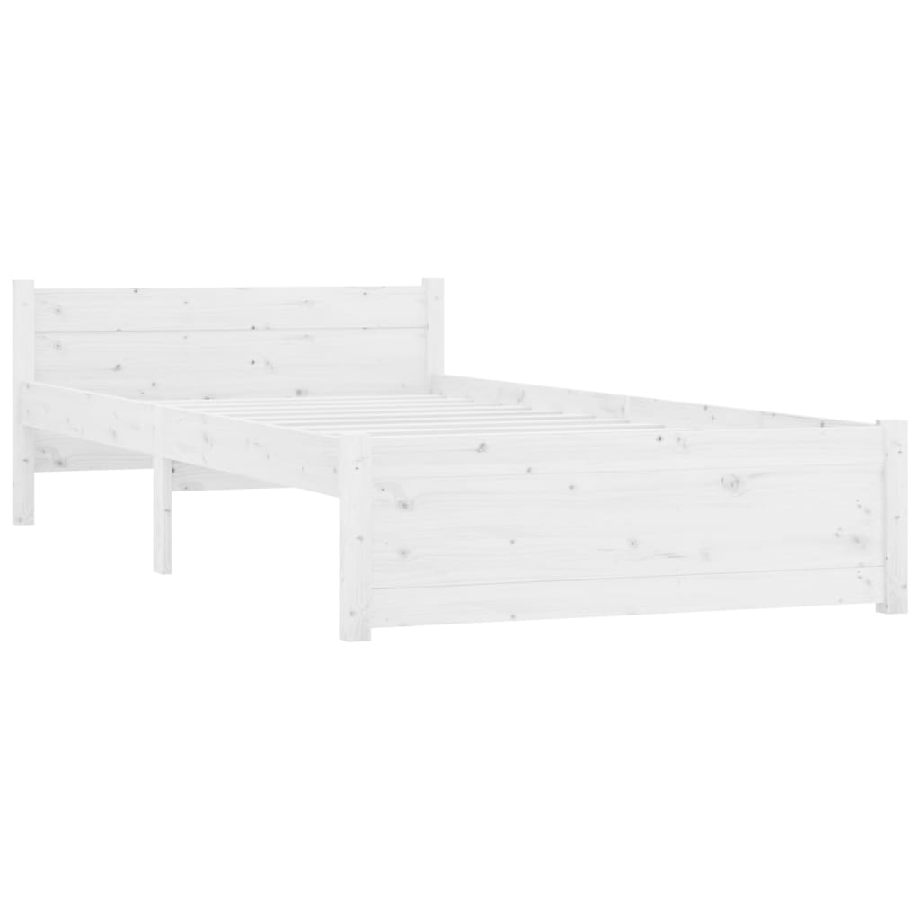 Bed Frame without Mattress White Solid Wood 90x190 cm