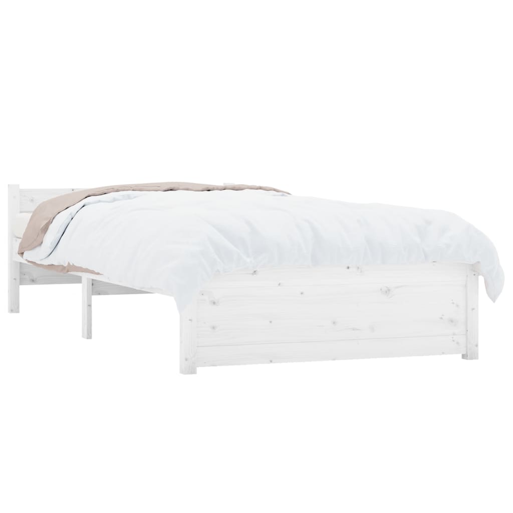 Bed Frame without Mattress White Solid Wood 90x190 cm