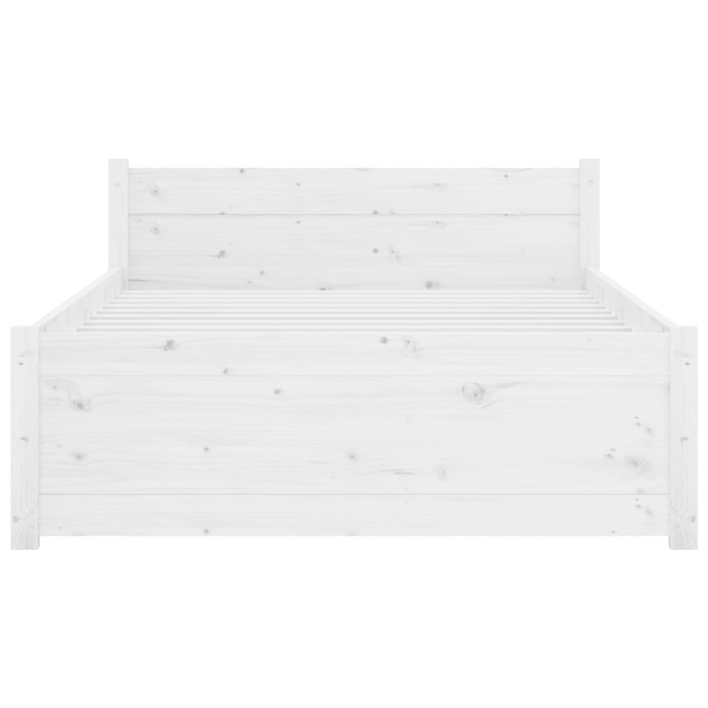 Bed Frame without Mattress White Solid Wood 90x190 cm