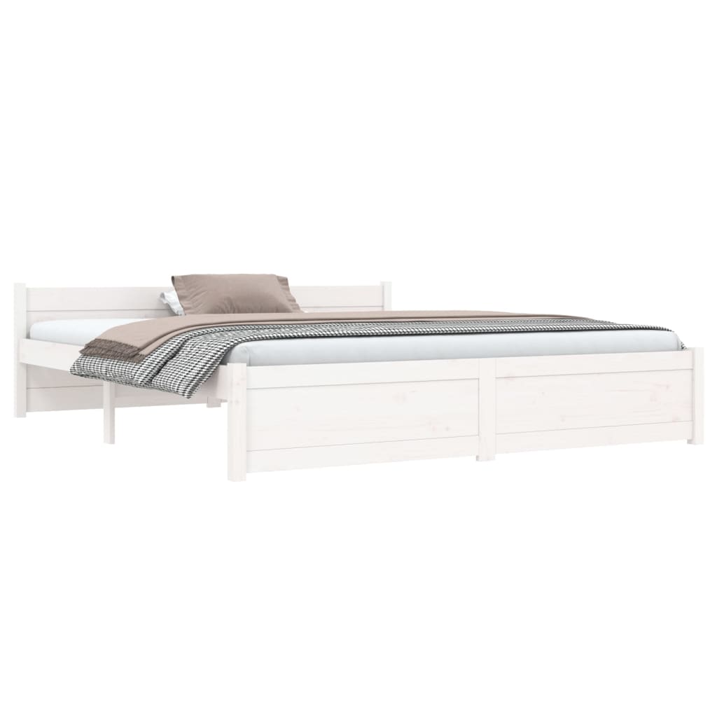 Bed Frame without Mattress White Solid Wood 150x200 cm