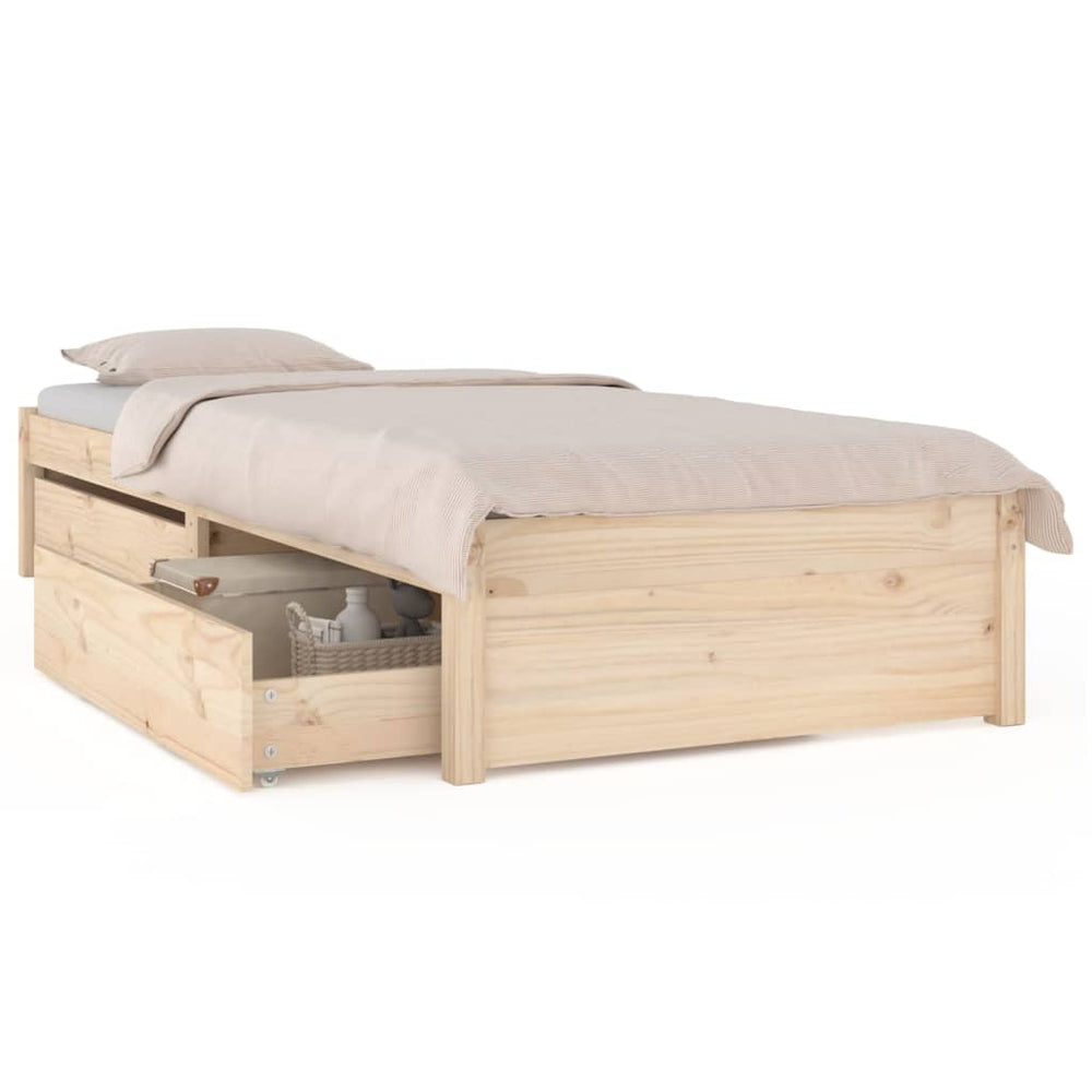 Bed Frame without Mattress with Drawers 90x190 cm