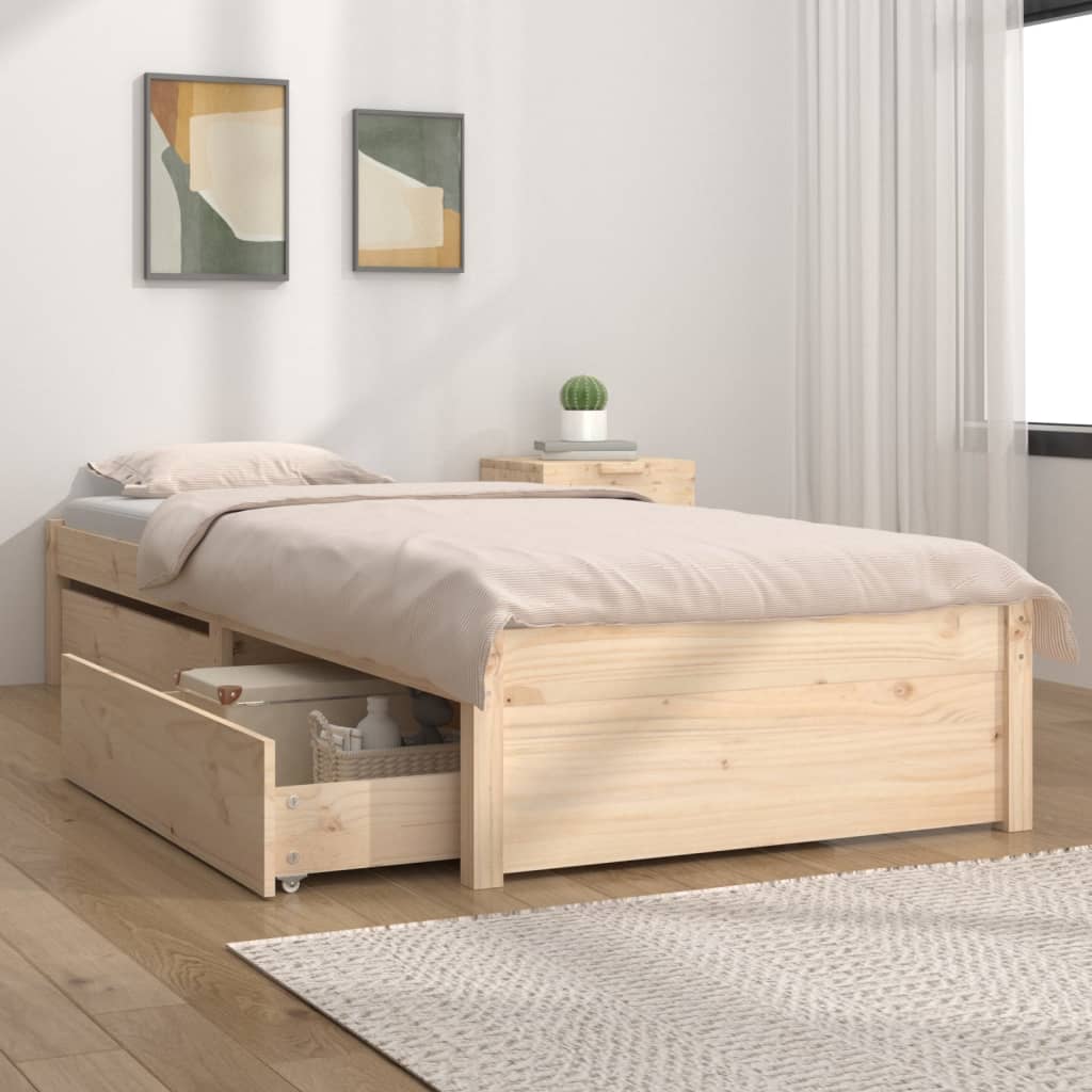 Bed Frame without Mattress with Drawers 90x190 cm