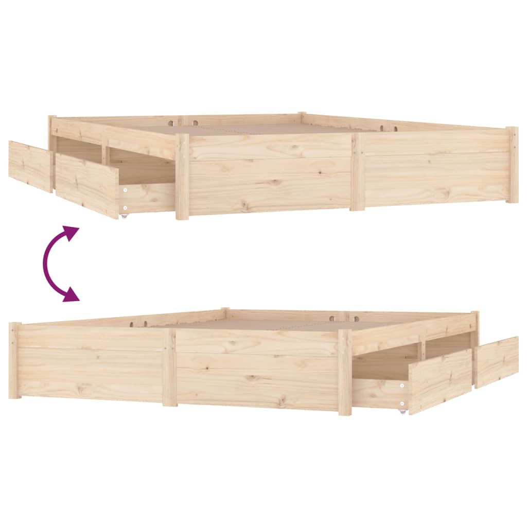 Bed Frame without Mattress with Drawers 135x190 cm