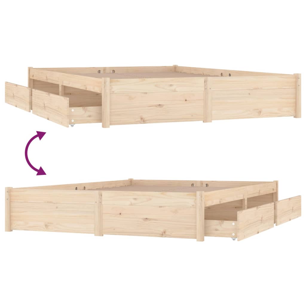 Bed Frame without Mattress with Drawers 150x200 cm