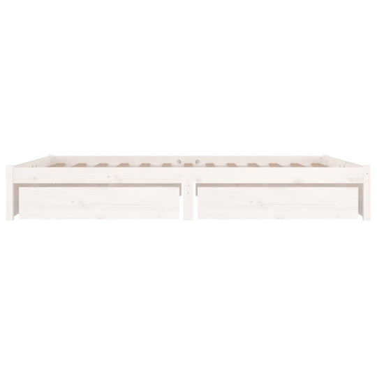 Bed Frame without Mattress with Drawers White 183x203 cm King