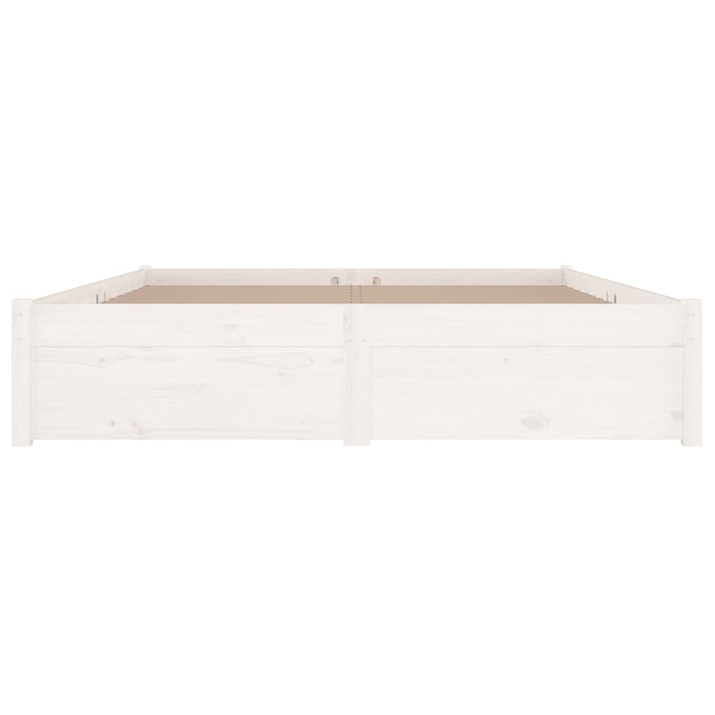 Bed Frame without Mattress with Drawers White 183x203 cm King