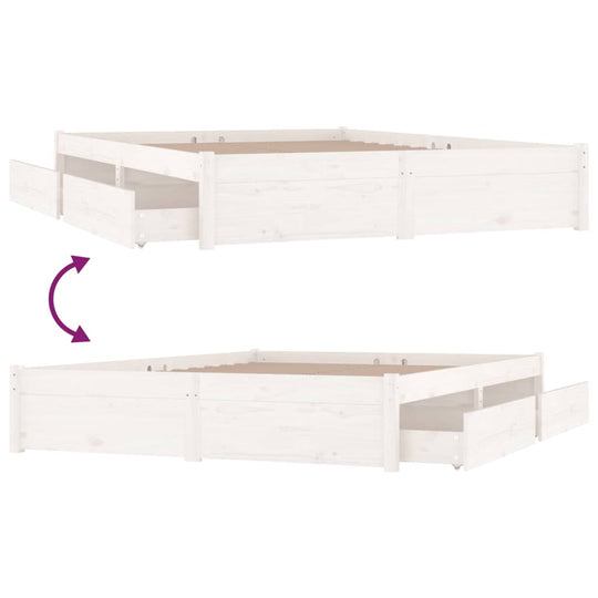 Bed Frame without Mattress with Drawers White 183x203 cm King