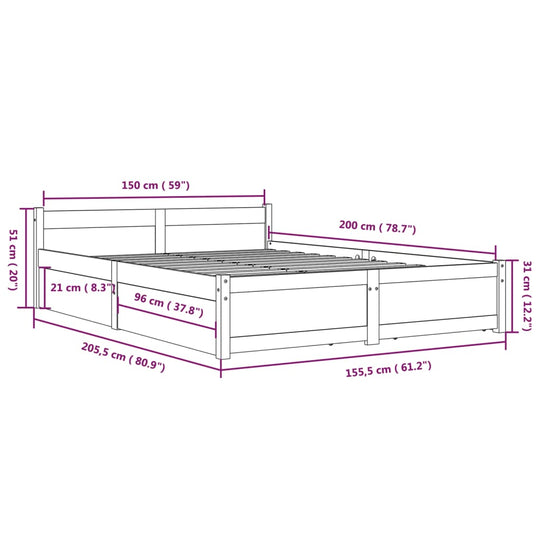 Bed Frame without Mattress with Drawers 150x200 cm