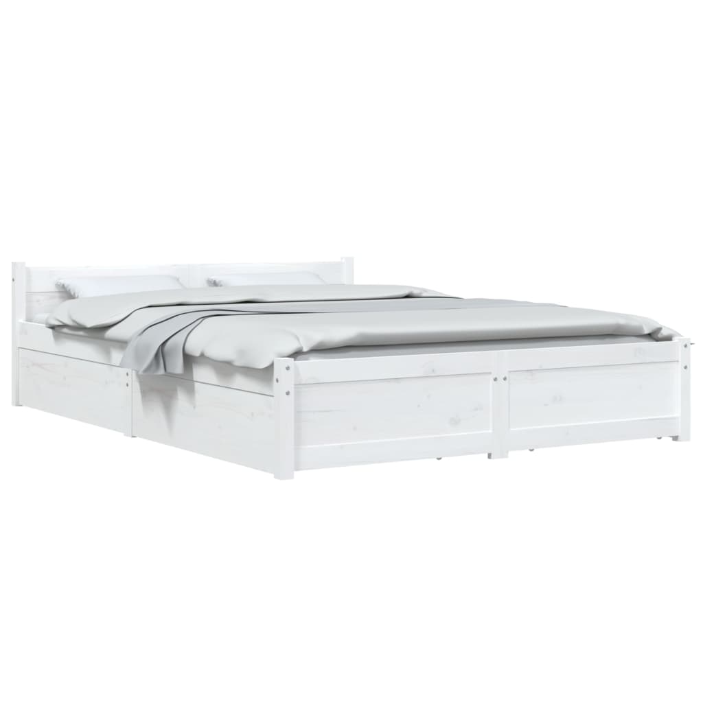 Bed Frame without Mattress with Drawers White 150x200 cm