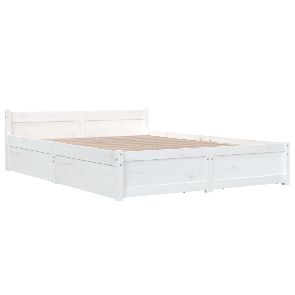 Bed Frame without Mattress with Drawers White 150x200 cm