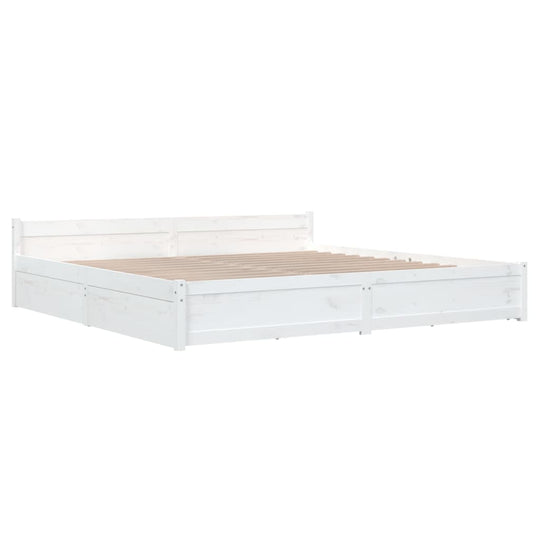 Bed Frame without Mattress with Drawers White 183x203 cm King