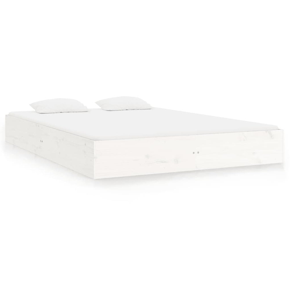 Bed Frame without Mattress White Solid Wood 183x203 cm King