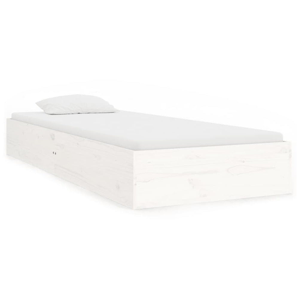 Bed Frame without Mattress White Solid Wood 90x190 cm