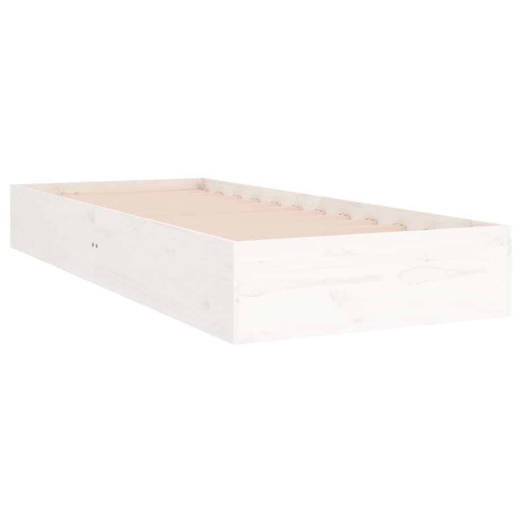 Bed Frame without Mattress White Solid Wood 90x190 cm