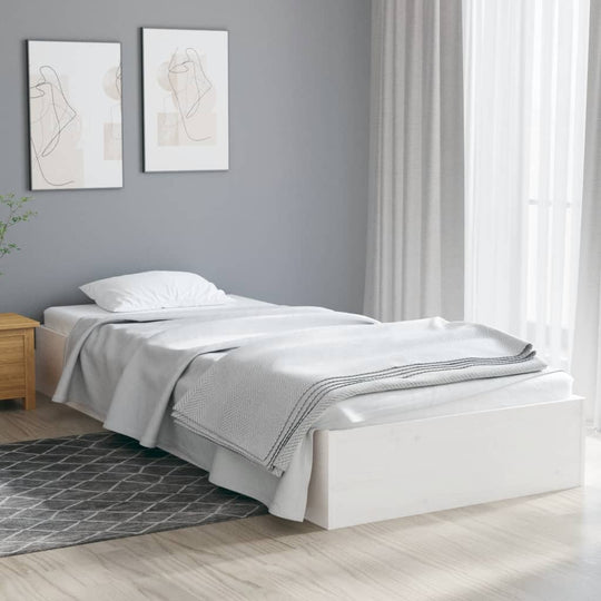 Bed Frame without Mattress White Solid Wood 90x190 cm