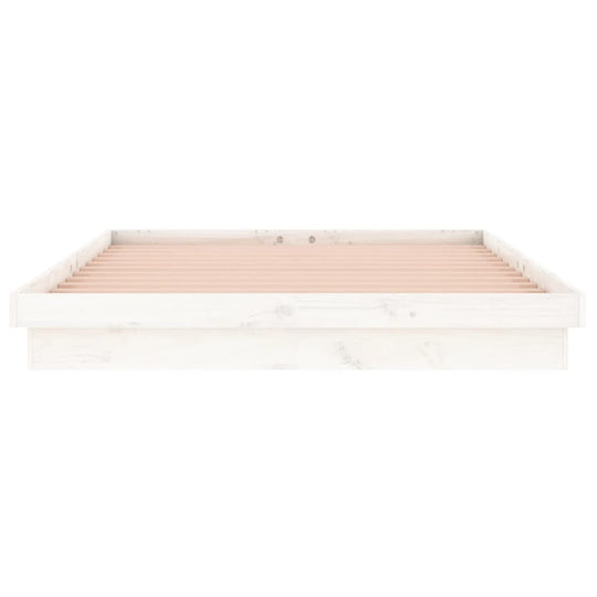 LED Bed Frame without Mattress White 150x200 cm Solid Wood