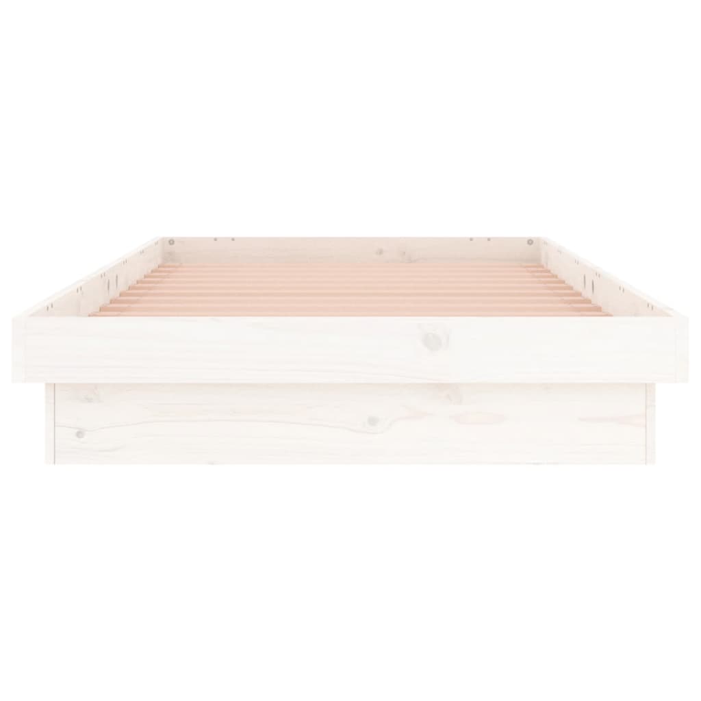 LED Bed Frame without Mattress White 90x190 cm Solid Wood