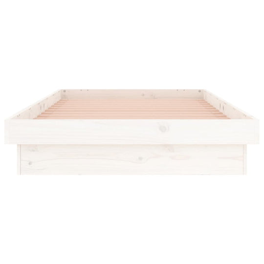 LED Bed Frame without Mattress White 90x190 cm Solid Wood