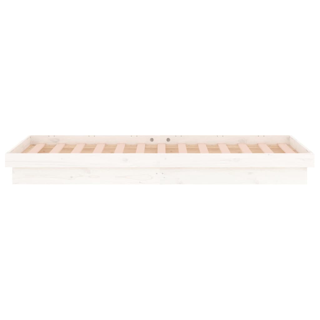 LED Bed Frame without Mattress White 90x190 cm Solid Wood