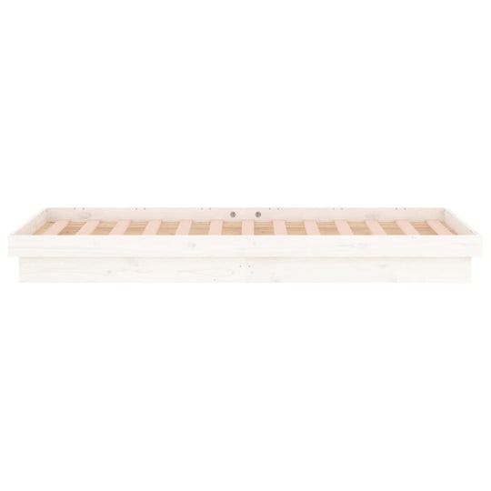 LED Bed Frame without Mattress White 90x190 cm Solid Wood