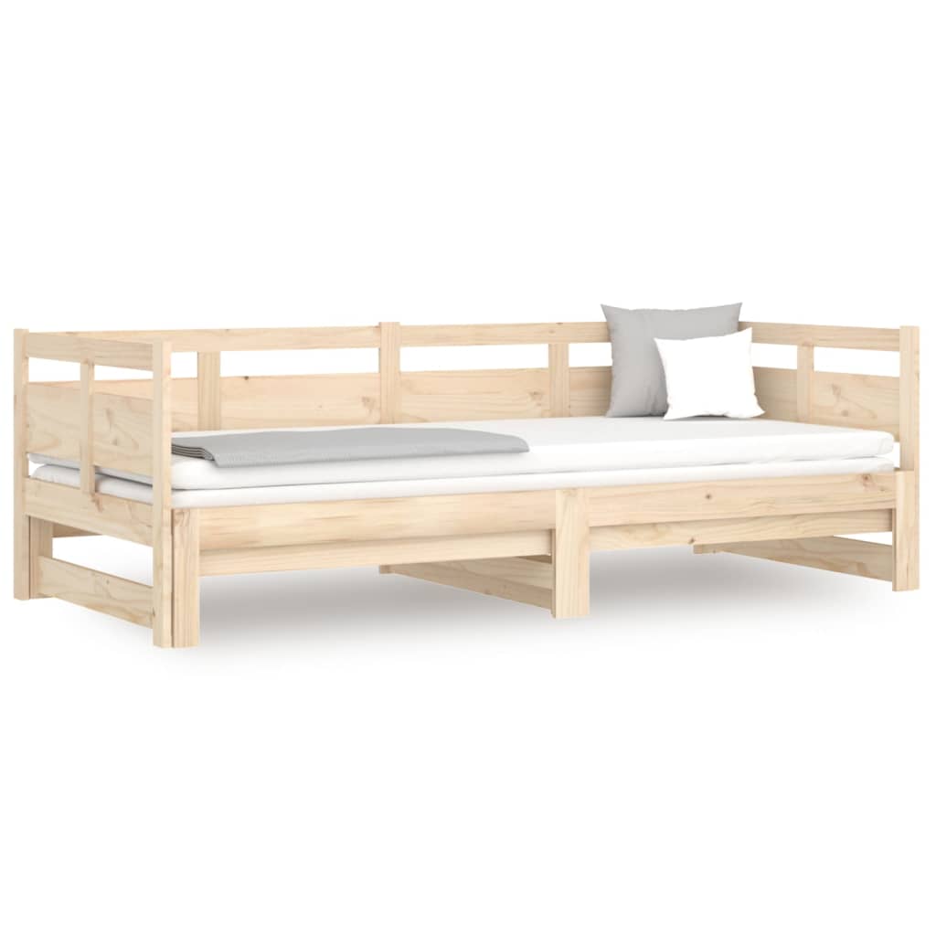 Pull-out Day Bed without Mattress Solid Wood Pine 2x(90x190) cm