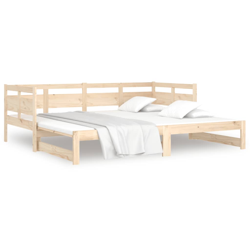 Pull-out Day Bed without Mattress Solid Wood Pine 2x(90x190) cm