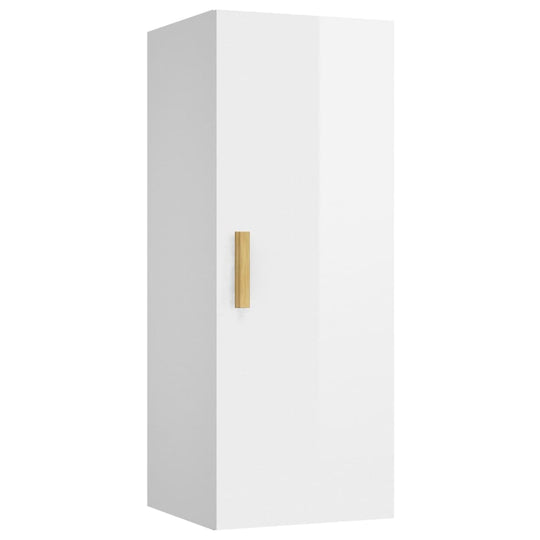 Wall Cabinet High Gloss White 34.5x34x90 cm Engineered Wood