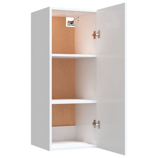 Wall Cabinet High Gloss White 34.5x34x90 cm Engineered Wood