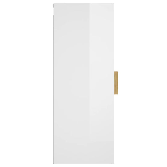 Wall Cabinet High Gloss White 34.5x34x90 cm Engineered Wood