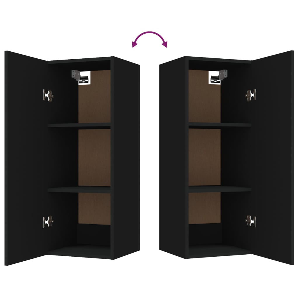 Hanging Wall Cabinet Black 34.5x34x90 cm Engineered Wood