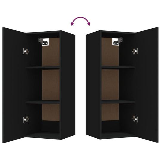 Hanging Wall Cabinet Black 34.5x34x90 cm Engineered Wood