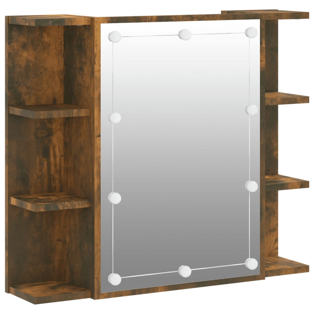 Mirror Cabinet with LED Smoked Oak 70x16.5x60 cm