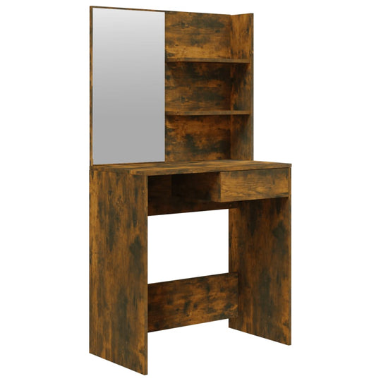 Dressing Table with Mirror Smoked Oak 74.5x40x141 cm