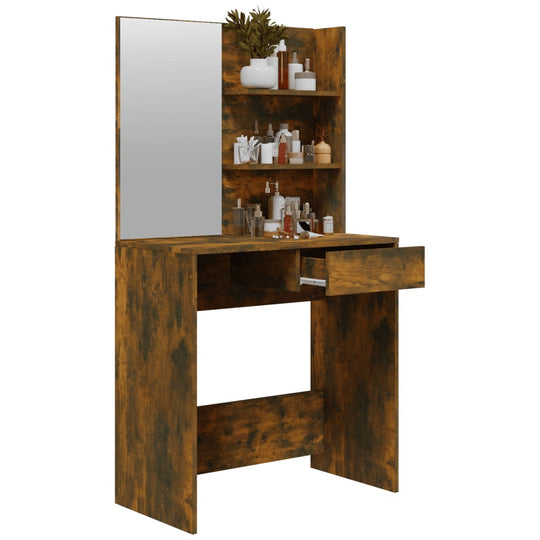 Dressing Table with Mirror Smoked Oak 74.5x40x141 cm