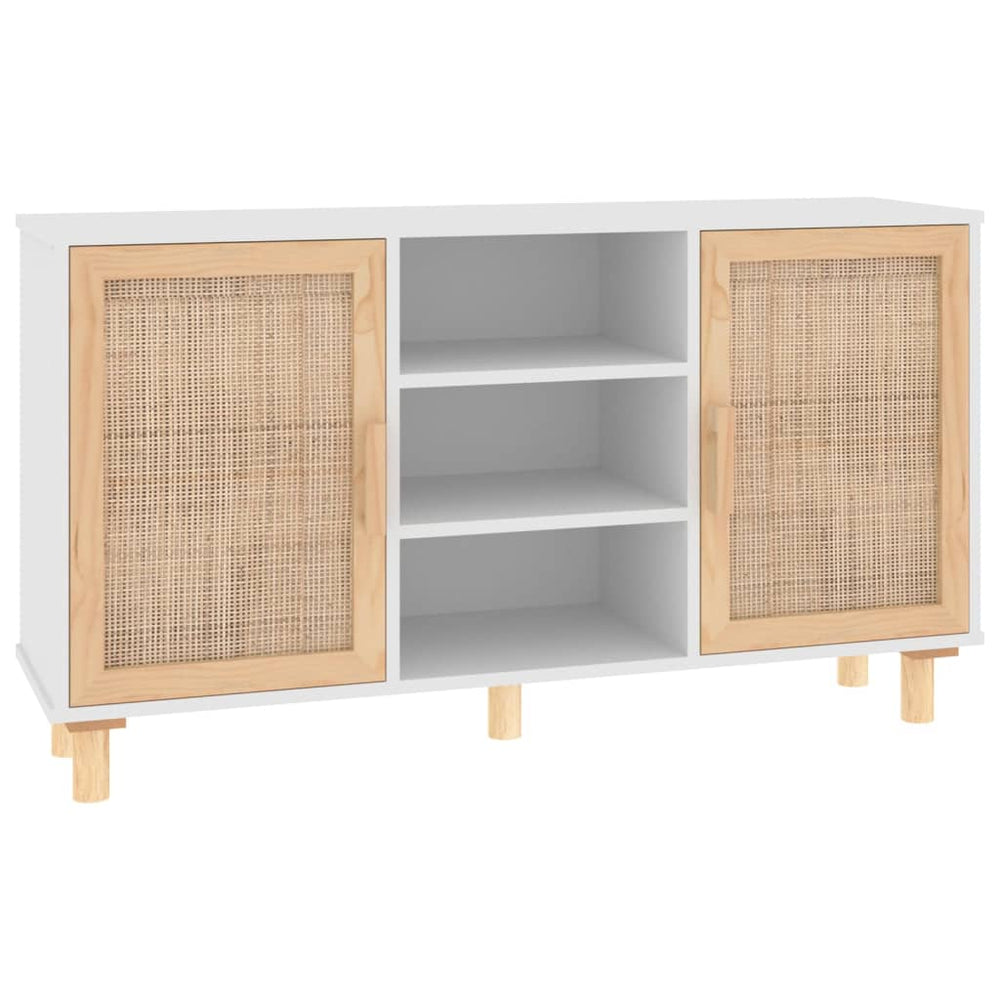 Sideboard 105X30X60 Cm Solid Wood Pine And Natural Rattan