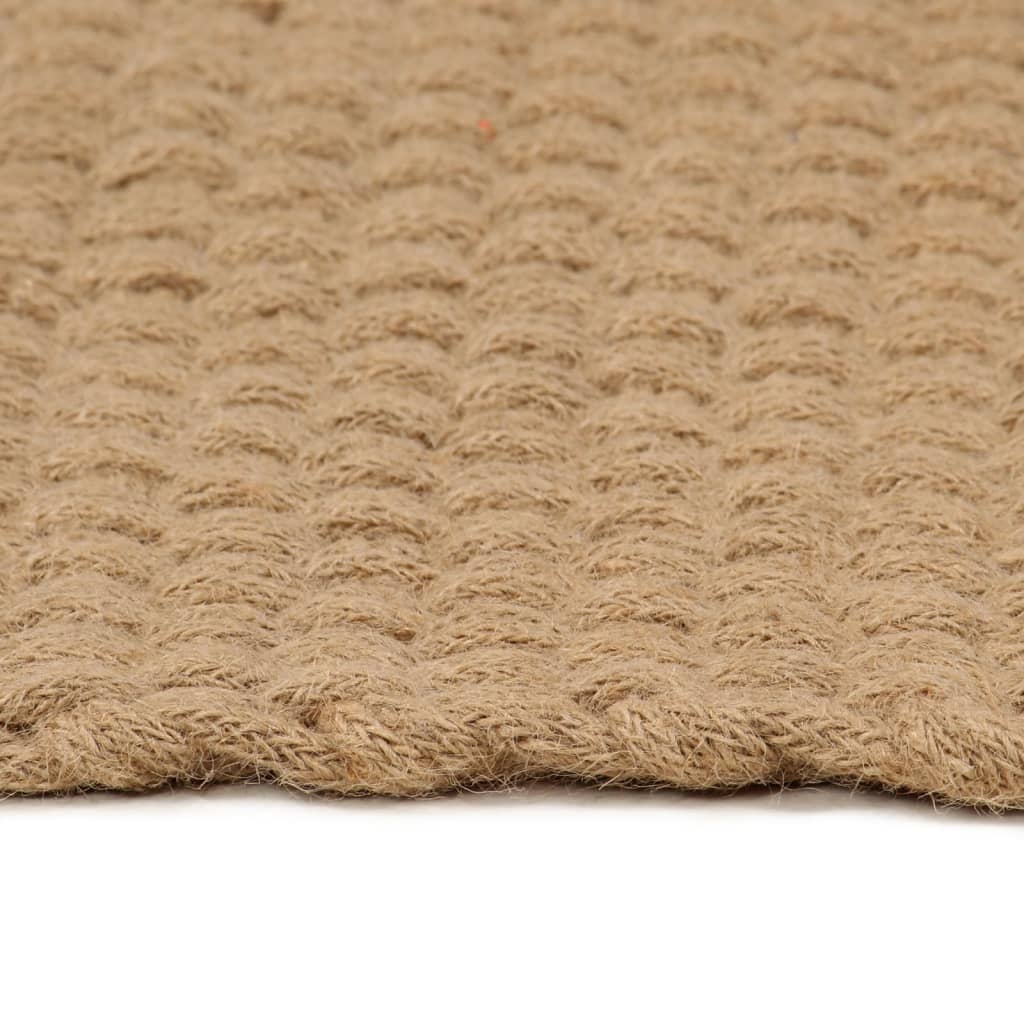 Close-up of an affordable quality rectangular jute rug with a 2 x 2 rope knit pattern, measuring 160x230 cm, adding natural elegance to interiors.