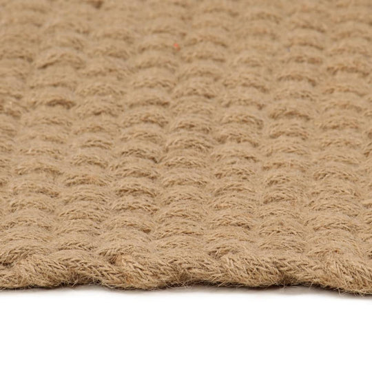 Close-up of an affordable quality rectangular jute rug with a 2 x 2 rope knit pattern, measuring 160x230 cm, adding natural elegance to interiors.