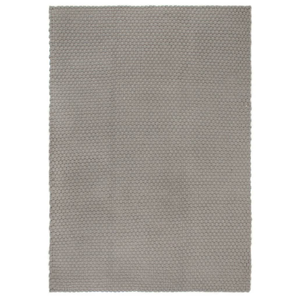 Affordable quality rectangular grey cotton rug 120x180 cm with soft rope-woven design, ideal for floor protection and interior decoration