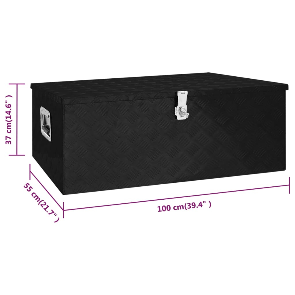 Storage Box Black 100x55x37 cm Aluminium