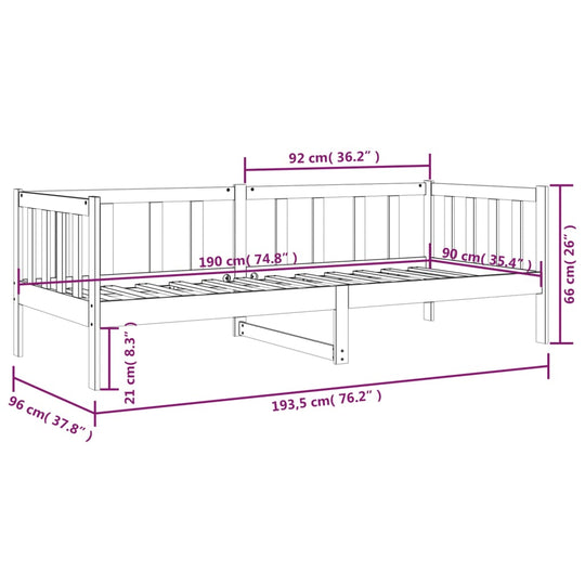 Day Bed without Mattress 90x190 cm Solid Wood Pine