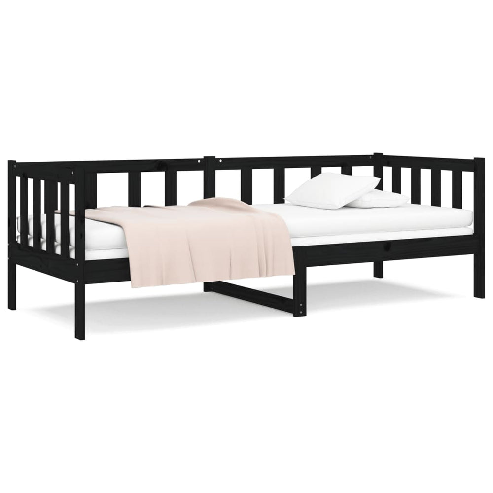 Day Bed without Mattress Black 90x190 cm Solid Wood Pine