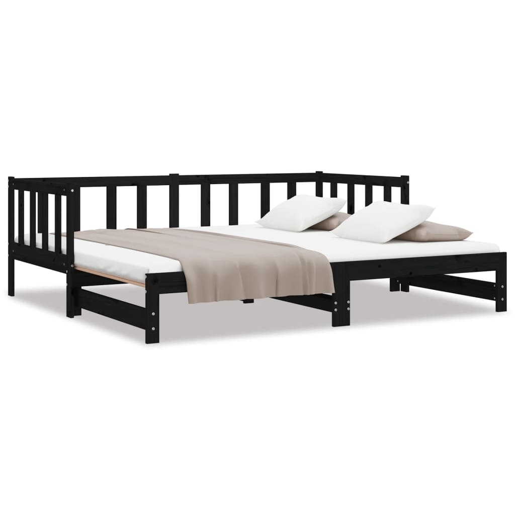 Pull-out Day Bed without Mattress Black 2x(90x190) cm