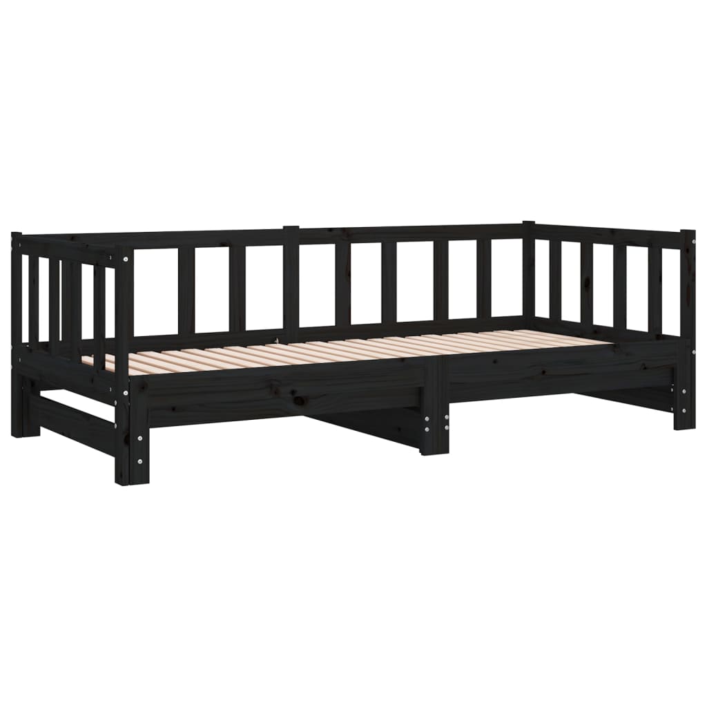 Pull-out Day Bed without Mattress Black 2x(90x190) cm