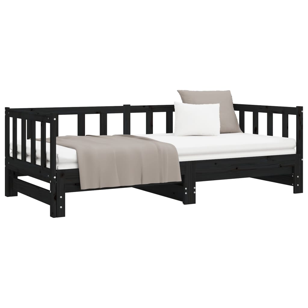 Pull-out Day Bed without Mattress Black 2x(90x190) cm