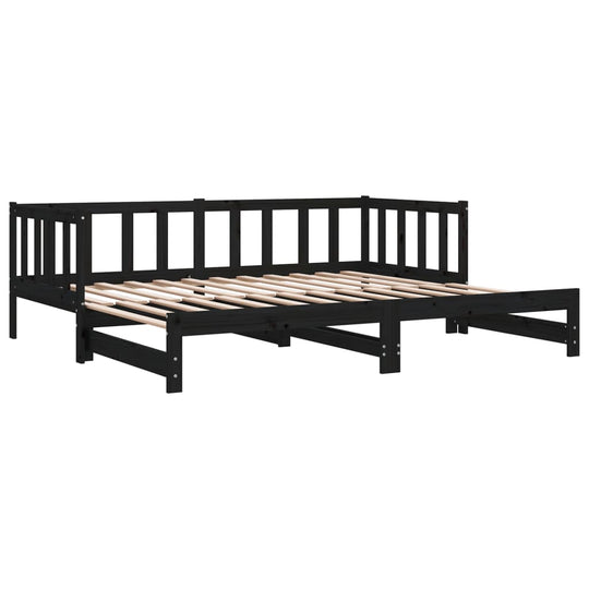 Pull-out Day Bed without Mattress Black 2x(90x190) cm