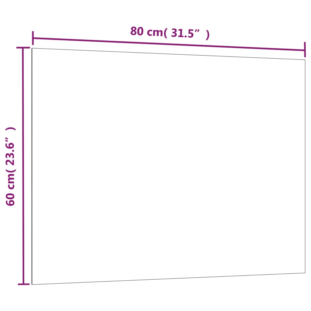 Dimensions of wall-mounted magnetic board, 80x60 cm, ideal for office or home use.