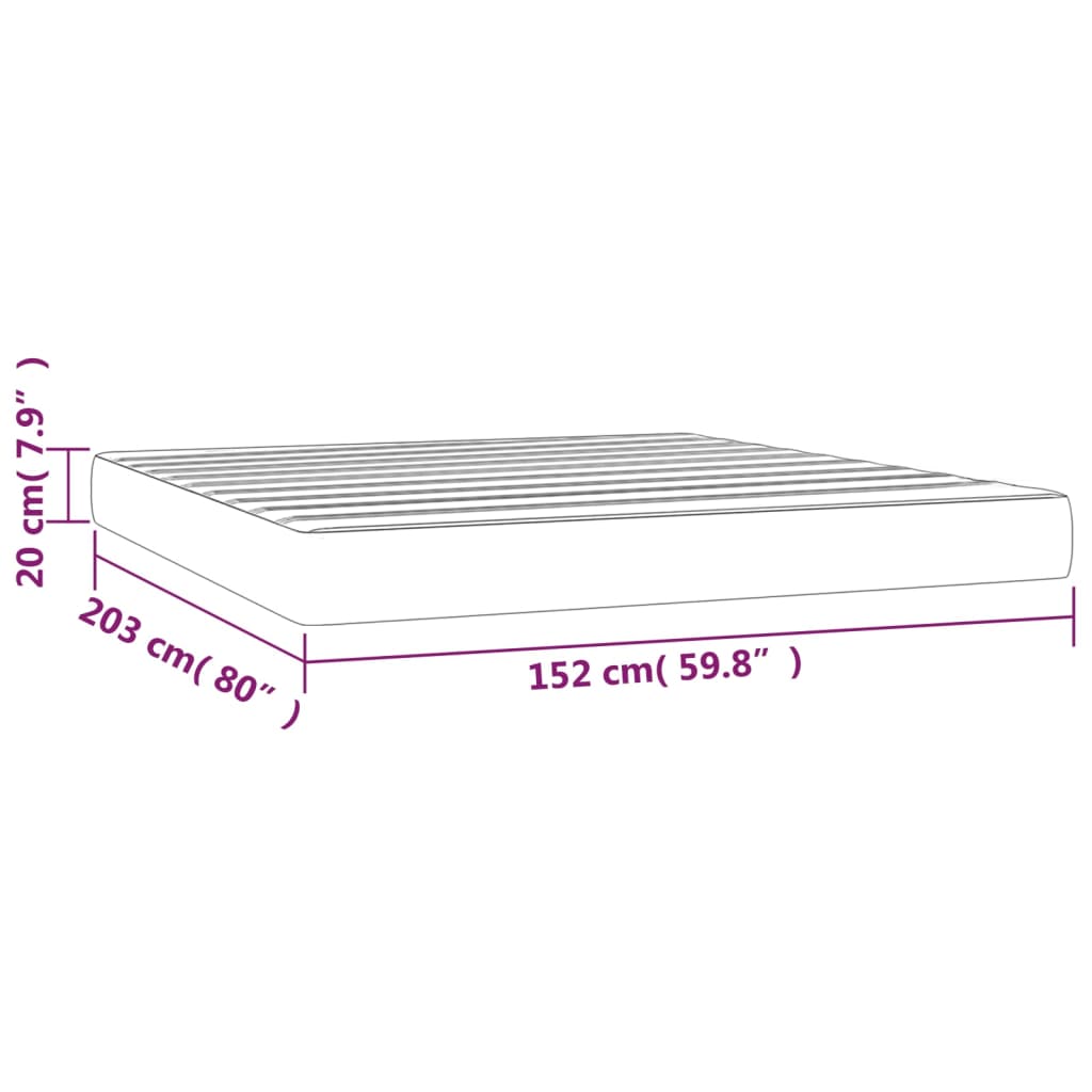 Pocket Spring Bed Mattress Dark Grey 152x203x20 cm Queen Velvet