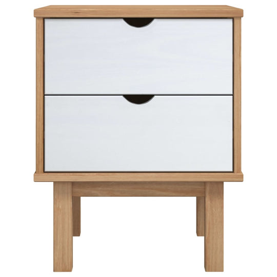 Bedside Cabinet OTTA Brown&White 45x39x57cm Solid Wood Pine