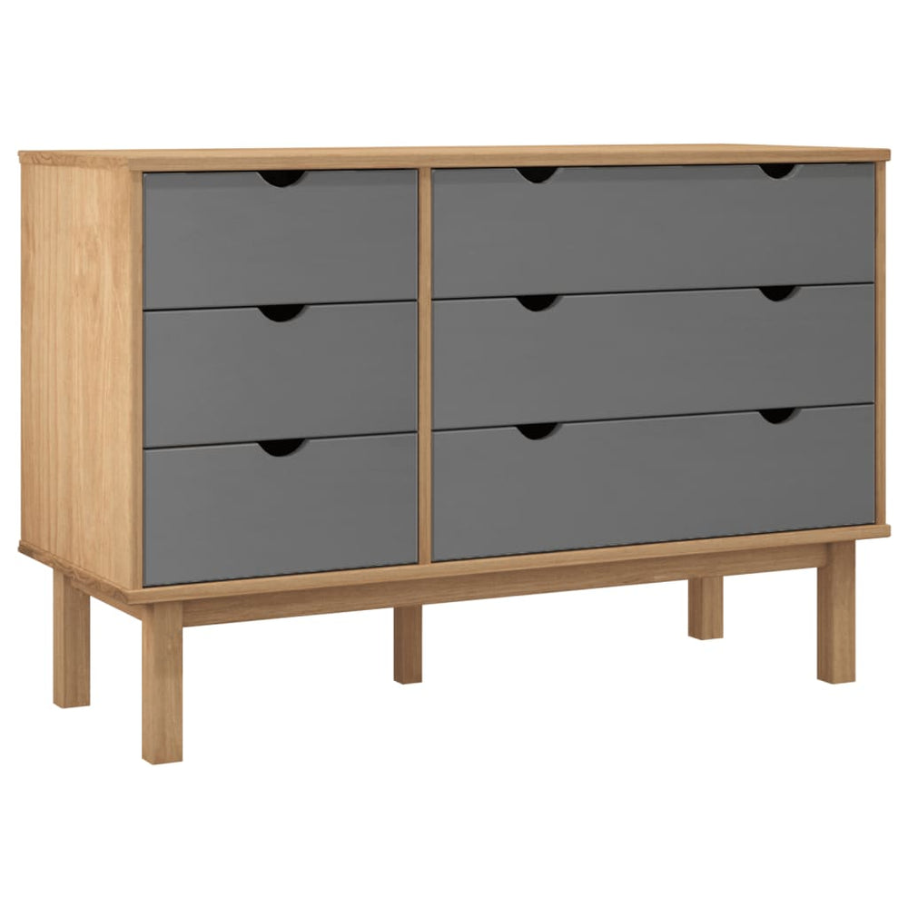 Drawer Cabinet OTTA Brown&Grey 111x43x73.5 cm Solid Wood Pine