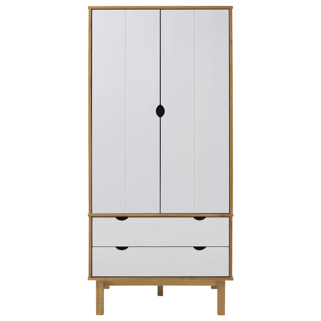 Wardrobe OTTA Brown and White 76.5x53x172 cm Solid Wood Pine